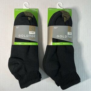 6x Gold Toe G Tec Ultratec Performance Black Cotton Mens Quarter Socks